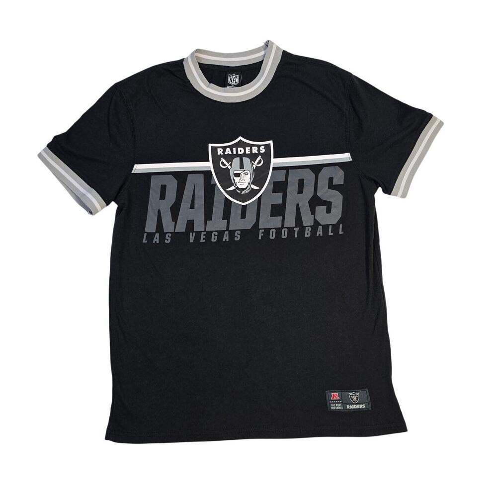 Las Vegas Raiders NFL Team Apparel Black Ringer T-Shirt Men’s M Football Tee